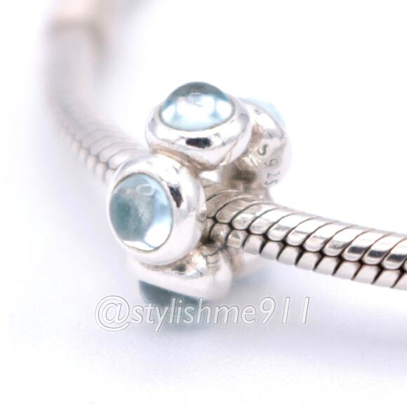 Rare Authentic Pandora Blue Topaz Cabochon Charm - Picture 2 of 9